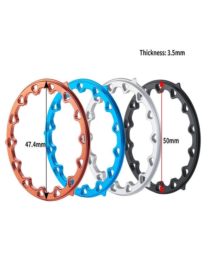 WEFEINO 4PCS Aluminum Replacement Wheels Rims 2.2" Beadlock Ring for 1/10 Axial Wraith SCX10 D90 Wraith 90048 TRX4 TRX6 (Blue-B) - Image 4